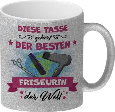 Produktbild von Beste Friseurin der Welt Glitzer-Kaffeebecher