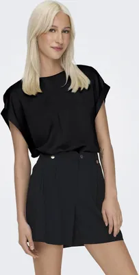 Produktbild von Glänzende Kurzarm Bluse Silky Shirts mit Seiden Optik | XS
