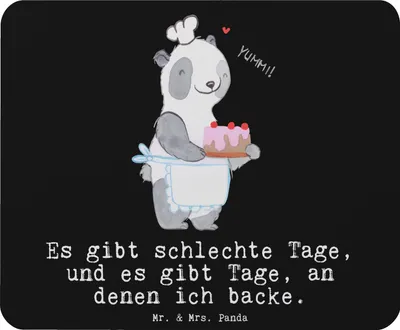 Produktbild von Mr. & Mrs. Panda Mousepad Panda Backen - Schwarz - Geschenk, Kuchen, Mauspad, mousematte, Mouse Pad, computer, Hobbybäcker, laptop
