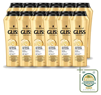Productafbeelding van 12 x Gliss Kur Ultimate Oil Elixir Shampoo - 250 ml - Voordeelverpakking - 12 stuks