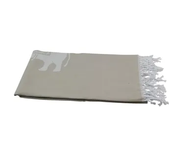 Produktbild von Saunatuch Hamamtuch mit Elefanten-Muster (groß) beige weiß