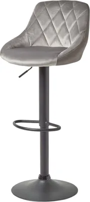 Obrázek produktu pro HOMESCAPES Barová židle Sametový potah "Henley" Barová židle Výškově nastavitelná židle s opěradlem 97 cm vysoká - šedá