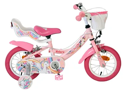 Produktbild von Volare Unicorn Kinderfahrrad – Mädchen – 12 Zoll – Rosa – Zwei Handbremsen