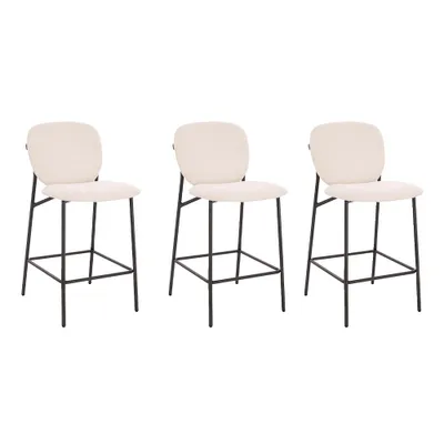 Produktbild von HOME DELUXE CELDA Bouclé  Samt - 3er Set Weiß | Barstühle, Küchenstühle, Tresenhocker, Esszimmer, Küche, Barstuhl