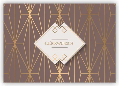 Produktbild von Edle Art Deco Glückwunschkarte mit Gold Optik in braun