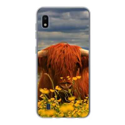 Produktbild von MuchoWow® Handyhülle Schutzhülle Hülle für Samsung Galaxy A10 Schottischer Highlander - Tiere - Blumen Silikon Softcase Handy Hülle - Schutzhülle