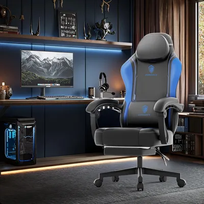 Obrázek produktu pro Herní židle - Kancelářská židle - závodní židle - Ergonomická židle - Počítačová židle - S podnožkou