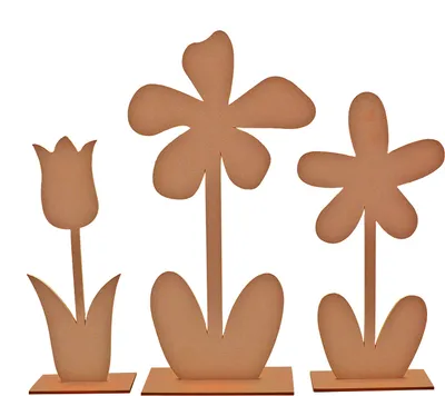 Produktbild von 3er Set Deko Blumen aus Karton - Florale Dekoration für Ihr Zuhause - Naturfarben - Naturel Look