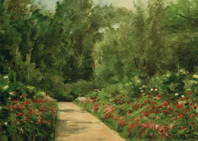 Produktbild von Kunstkarte Max Liebermann "Gartenbeete mit Weg und Blumen"