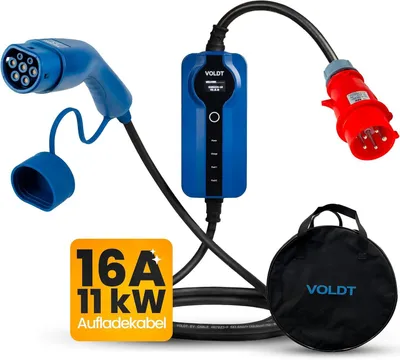 Immagine prodotto di Cavo di ricarica per auto elettriche da 11 kW con spina CEE e display, trifase e portatile