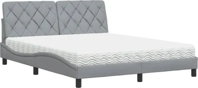 Produktbild von Bett mit Matratze Hellgrau 160x200 cm Stoff