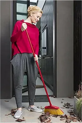 Produktbild von 2-in-1 Garten Outdoor Besen mit zwei Arten von Garten für Blätter für Kiesel recycelte 17 x 37,5 x 5,5 cm 386 g schwarz cyaan magenta gelb