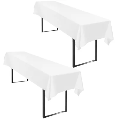 Produktbild von 2 Stück Tischdecke Bierzeltgarnitur 110 x 260 cm Weiß Polyester