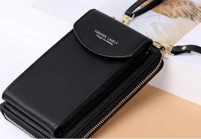 Produktbild von INF Handyhütte aus Kunstleder - Stilvolle und geräumige Crossbody-Geldbörse Schwarz