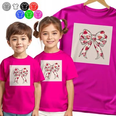 Zdjęcie produktu dla Koszulka Dziecięca T-Shirt - Kokarda Pastelowa Elegancka - M