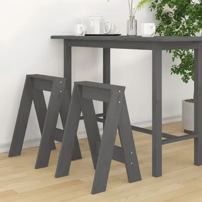 Produktbild von The Living Store Hocker 2 Stk. Grau 40x40x60 cm Massivholz Kiefer