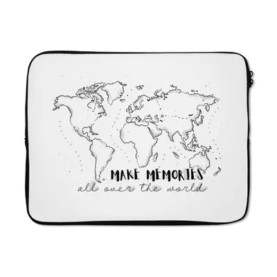 Produktbild von MuchoWow® Laptop Hülle 15 Zoll Weltkarte - Sprichwörter - Schwarz - Weiß Laptoptasche - Laptoptasche - Sleeve - Rundum-Schutz