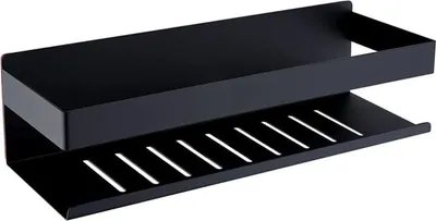 Produktbild von Selbstklebende Duschablage, bohrfreies Badezimmerregal aus Edelstahl SUS304, mattschwarz, 30 cm