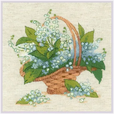 Produktbild von Zestaw do haftu krzyżykowego Riolis "Leśna konwalia", 25x25cm
