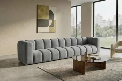 Produktbild von Kaiser Möbel Modulares 5-Sitzer-Sofa, Velvet-Stoff Riviera, Grau, GRAND, KI-generiertes Bild