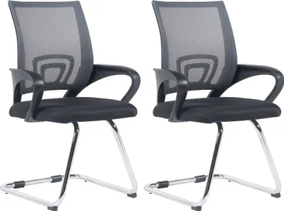 Produktbild von CLP 2er Set Freischwinger Eureka mit Netzbezug und Armlehnen grau