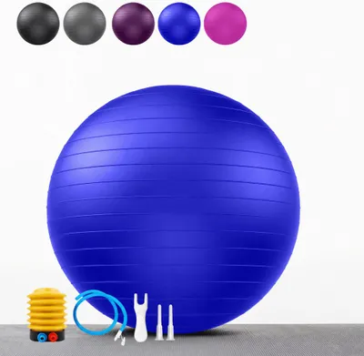 Produktbild von Gymnastikball mit Fußpumpe – Anti-Burst-Sitzball – Yoga – Gleichgewichtstraining – Fitness