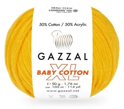 Produktbild von Gazzal Baby Baumwolle XL 3417 Strickwolle Baumwoll-Acryl-Garn 50 g 105 m Gelb