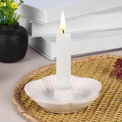 Imagen del producto de 2 portavelas de cerámica, estilo escandinavo, color blanco