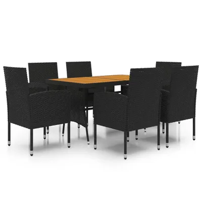 Immagine prodotto di vidaXL set da pranzo da giardino 7 pezzi in polirattan nero