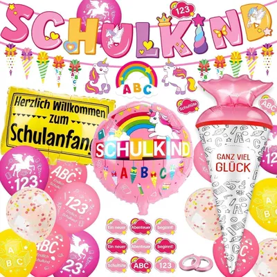Produktbild von Maqhpu Einhorn Einschulung Deko Set Mädchen Junge Party Dekoration