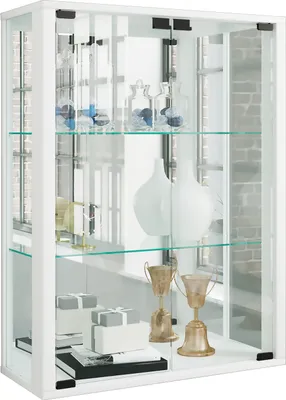 Immagine prodotto di Espositore in vetro appeso | Vetro espositore con vetro di sicurezza ESG | Dimensioni ca. H. 80 x W. 60 x D. 25 cm | Vetro espositore appeso | Moderno e salvaspazio | Espositore in vetro - Udina Specchio