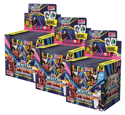 Zdjęcie produktu dla Topps Match Attax Bundesliga 2025/26 – 3 opakowania (108 boosterów)