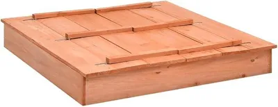 Produktbild von Sandkasten Tannenholz 95x90x15 cm mit Abdeckung und Sitzbank, wetterfester Buddelkasten für Kinder, Outdoor Spielzeug für Garten Hof Terrasse Balkon, inklusive Bodenplane und Sonnenschutz