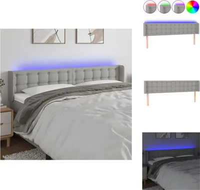 Produktbild von vidaXL LED Kopfteil Hellgrau 163x16x78/88 cm Stoff -  Kopf- & Fußenden