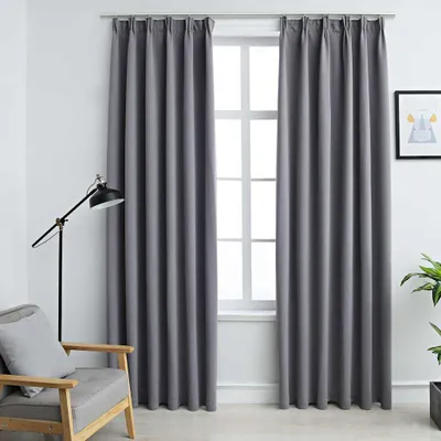 Immagine prodotto di VIDAXL -Vorhänge Blackout mit Haken 2 PCs 140x245 cm grau