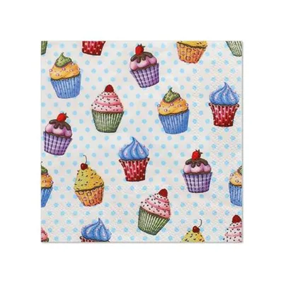 Produktbild von Servietten, 3-lagig 1/4-Falz 25 cm x 25 cm "Cupcakes"