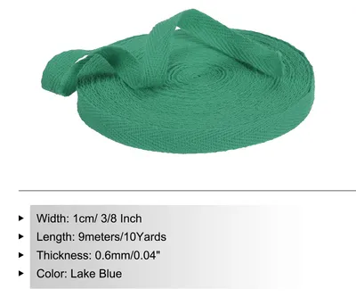 Produktbild von Baumwollband Baumwolle Gurtband 10mm x 9m, Schr?gband Baumwoll Nahtband K?perband Saumband Einfassband Stoffband Webband zum N?hen fš¹r DIY Basteln Stricken Verpackungen, Grš¹ner See