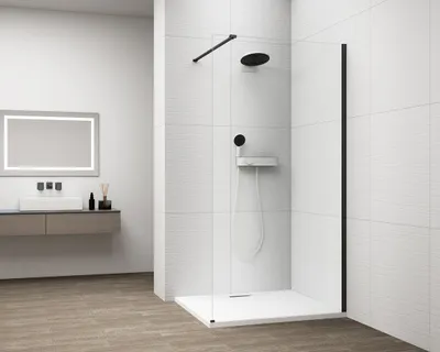 Produktbild von Polysan ESCA BLACK MATT Dusch-Glasteil, Wandmontage, Klarglas, 1200 mm