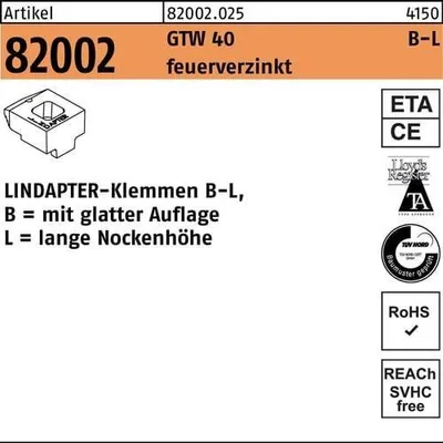 Produktbild von Klemmen R 82002 GTW 40 LM 16 / 11,0 feuerverzinkt