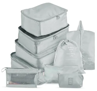 Obrázok produktu pre Sada úložných vreciek, 9 kusov, cestovný organizér, kufor, obal, cestovná taška, prenosné batožiny, oblečenie, topánky, usporiadanie, vrecko