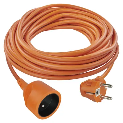 Prodlužovací kabel 20 m / 1 zásuvka / oranžový / PVC / 230 V / 1,5 mm2