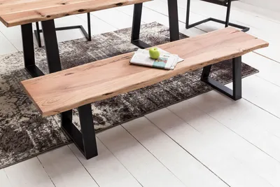 Produktbild von WOHNLING Esszimmer-Bank GAYA Baumstamm Massivholz Akazie 160 x 45 x 40 cm Robuste Naturholz Küchenbank mit hoher Stabilität Echtholz Essbank