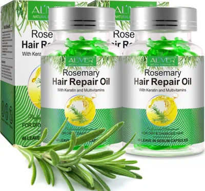 Produktbild von Rosmarinöl Ätherisches Öl mit Keratin und Vitaminen für Haarwachstum Haarpflege in Kapseln Bio Vegan, 2x 40 Kapseln