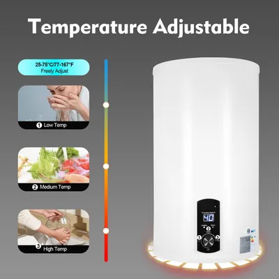 Produktbild von Elektrischer Boiler, 70 Liter - 2000 Watt - Edelstahl - Warmwasserbereitung für den Hausgebrauch