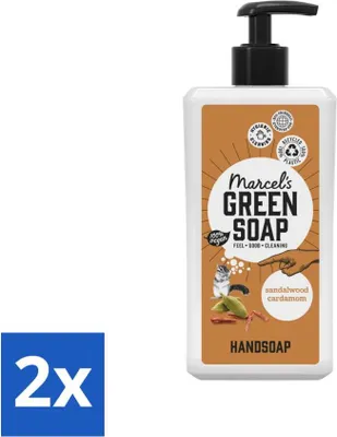 Productafbeelding van Marcel's Green Soap - Handzeep - Sandelhout & Kardemom - Geschikt voor dagelijks gebruik - 500 ml - Voordeelverpakking - 2 stuks