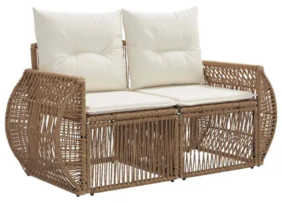 Productafbeelding van vidaXL Tuinbank, 2-zits, beige, polyrotan
