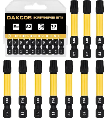Produktbild von Torx Bits T40 lang 50 mm S2 Stahl 1/4" Sechskantschaft 10 Stück