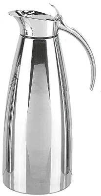 A silver insulated carafe is shown against a white background.