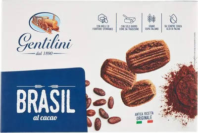 Produktbild von Gentilini Brasil Biscotti al cacao Kakaokekse biscuits cookies 100% Italienische Kekse 250g
