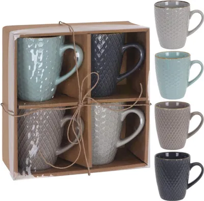Produktbild von Siaki Collection Keramikbecher Keramiktasse Kaffeetasse Teetasse Geschenk-Set 4 x 270 ml mit Henkel